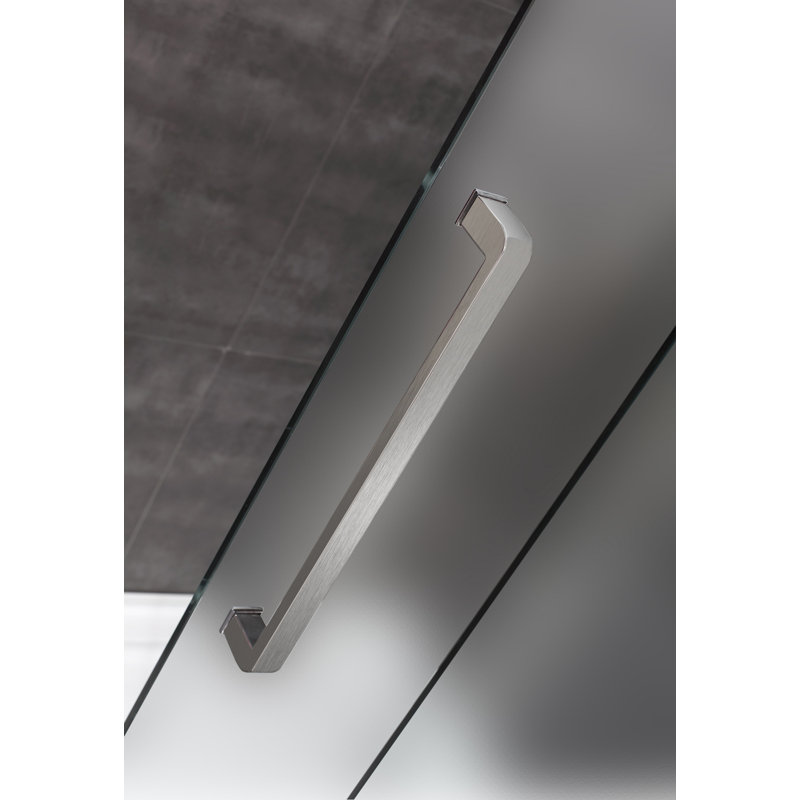 Moselle 60" x 77.5" Rectangle Sliding Shower enclosure with Base Included, Right, Stainless Steel