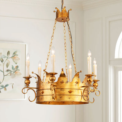 Lustre couronne rétro à 6 lumières Patina & Crown