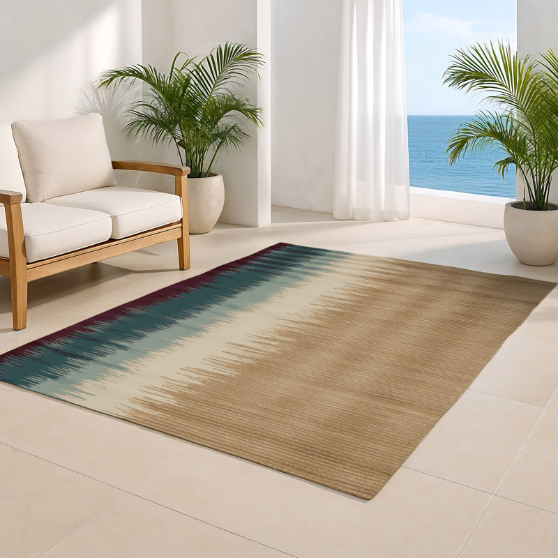 Watercolor Beige Indoor and Outdoor Area Rug, Rectangle 8' x 10'