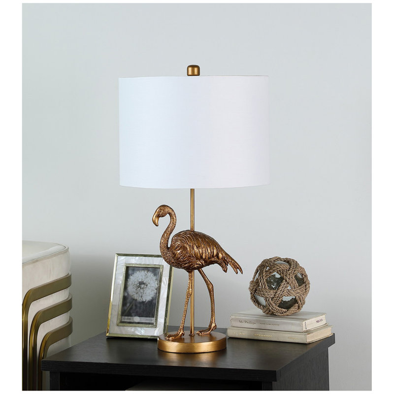 26" Matte Gold Flamingo Resin Table Lamp