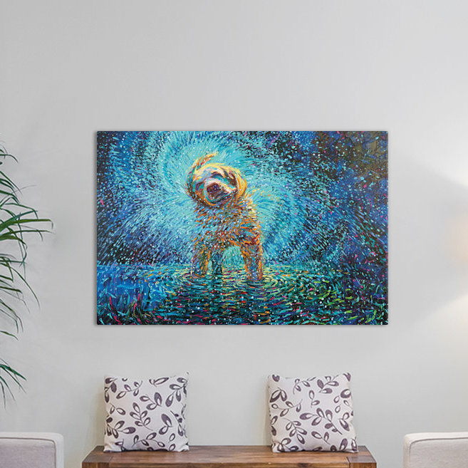 Reproduction d’art sur toile tendue, "iris scott-labrador jaz", H 26 po x l 40 po x P 1,5 po