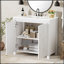 Meuble-lavabo blanc antique de 36 pouces avec lavabo en céramique et armoire de rangement spacieuse pour une organisation élégante-1507327267
