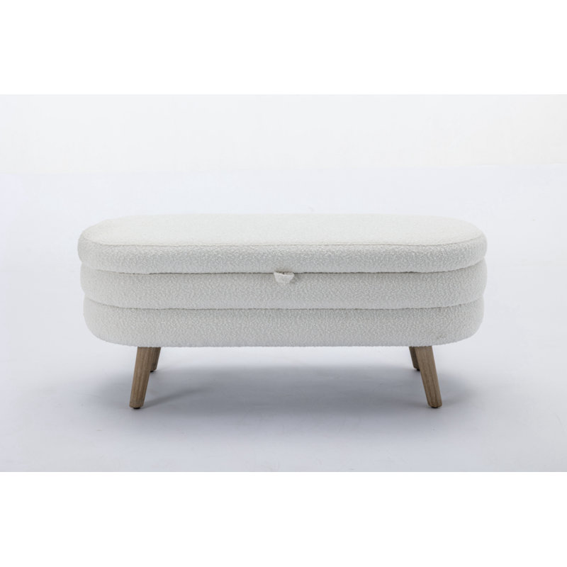 Noelany Upholstered Storage Bench, White Boucle