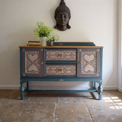 French-style painted and carved entrance cabinet