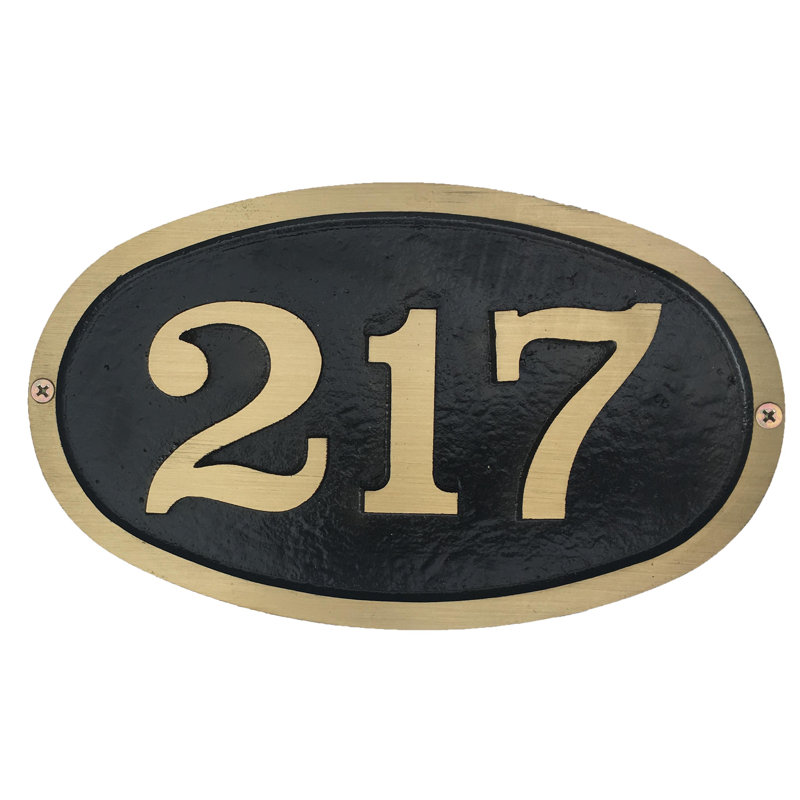 Plaque d’adresse murale sur 1 ligne bold, Noir / Laiton, Oui