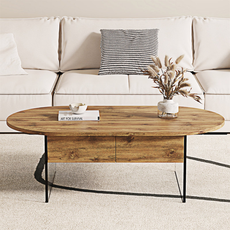 Oval Coffee Table with Drawers