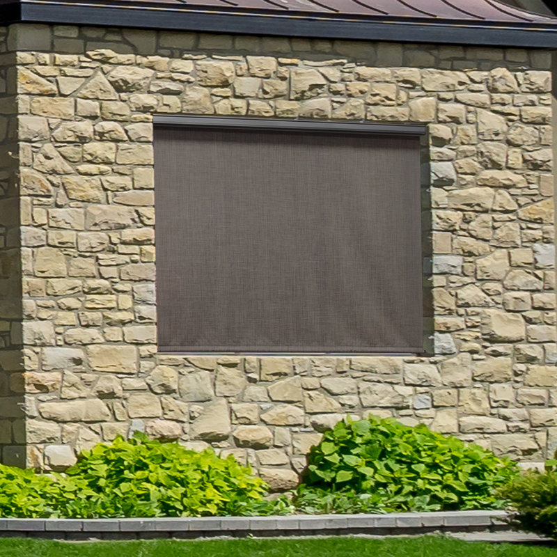 Rideau roulant extérieur semi-transparent Andreau, L 120 po x L 96 po, Poivre