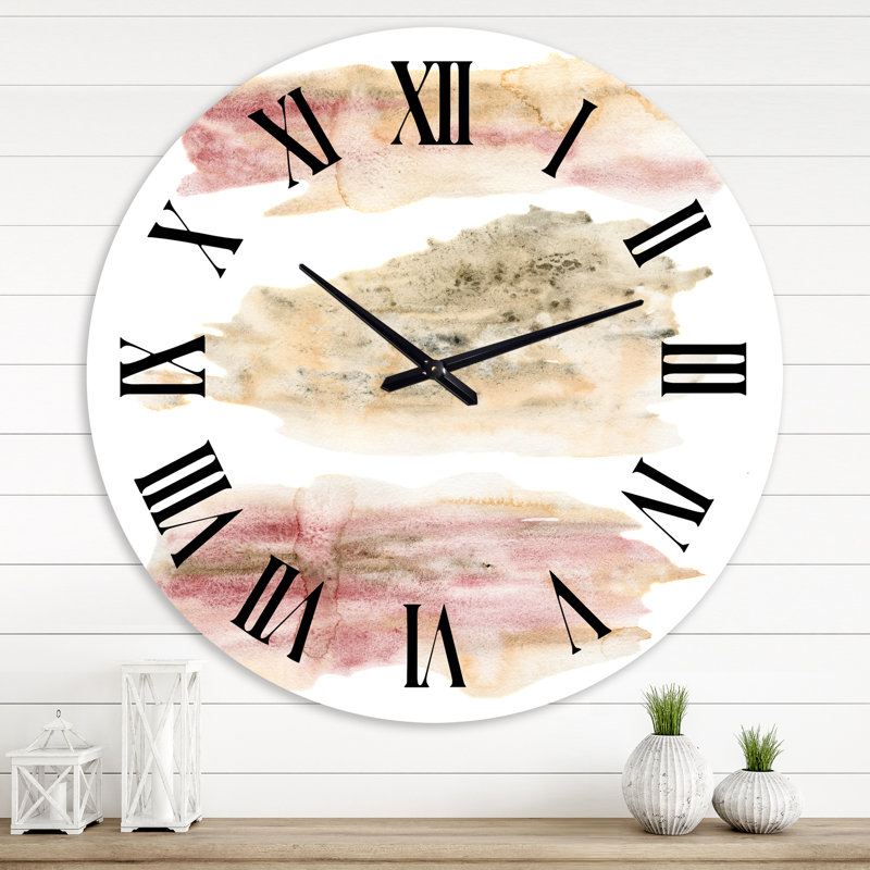 Nuage abstrait doré et rose - horloge murale moderne, Grand