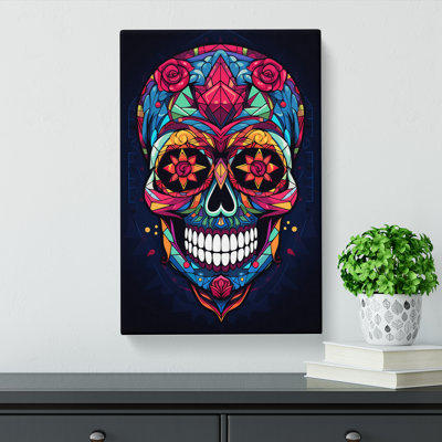 Sugar Skull Geometric Art No.2 - Wrapped Canvas