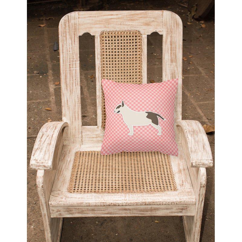 Coussin intérieur/extérieur bull terrier, H 14 po x l 14 po x P 3 po, Rose