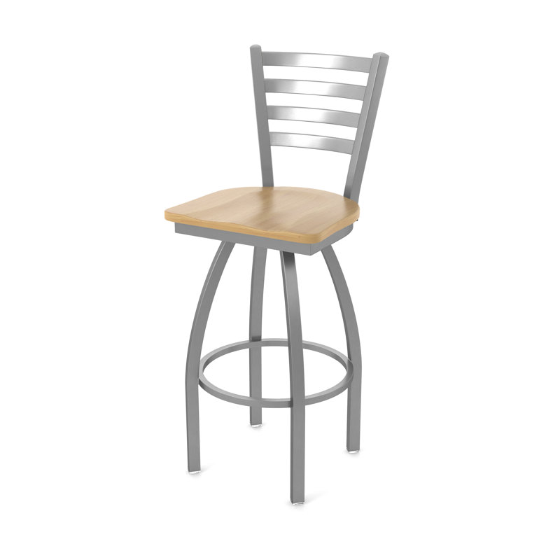 Tabouret pivotant Jackie, Bois - Érable naturel, Tabouret de bar (assise de 30 po de hauteur), Acier Inoxydable