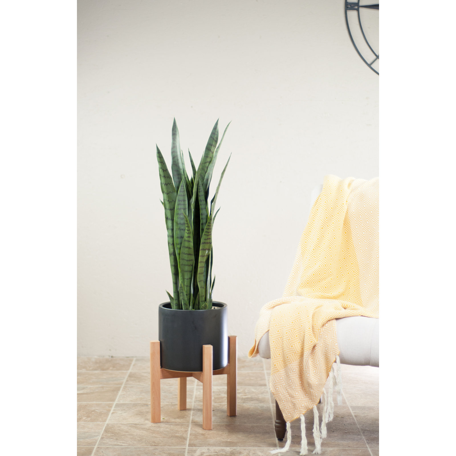Finnegan 10" Pot Planter, Black/Natural