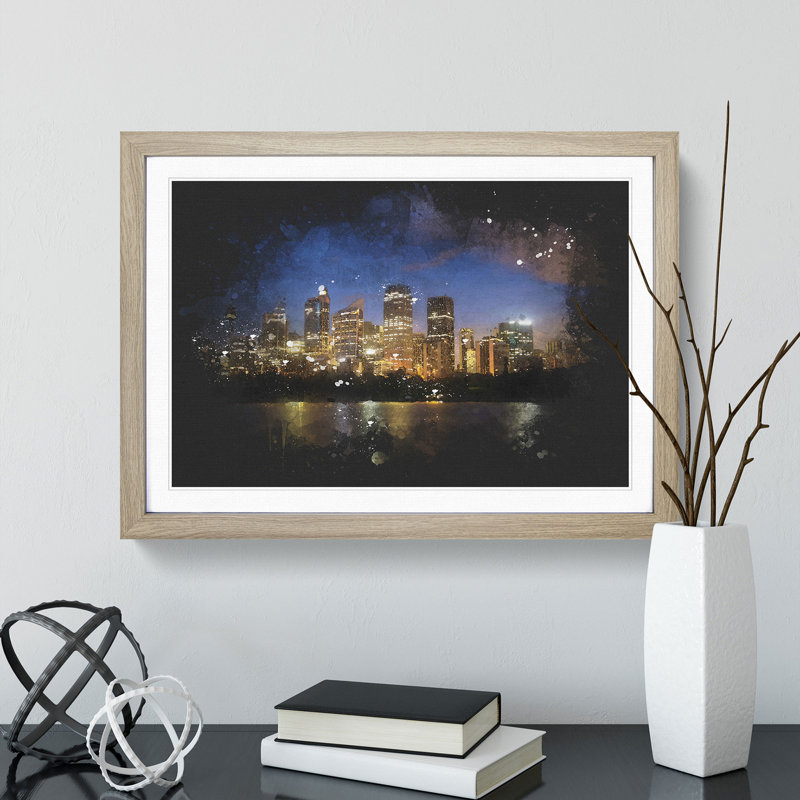 Sydney Skyline Vol.2 - Picture Frame Painting, 36cm H x 48cm W x 2cm D, Oak Framed