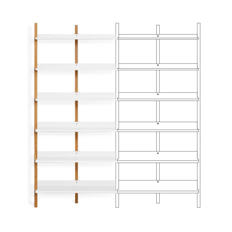Browser Solid Wood Bookcase, Walnut/Oblivion, (6 Shelves) 82" H x 37" W x 17" D