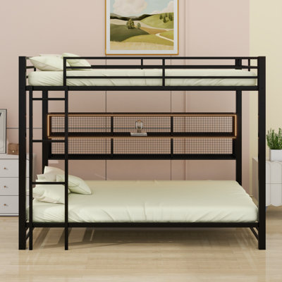 Metal Bunk Bed With Storage Cabinets And LED