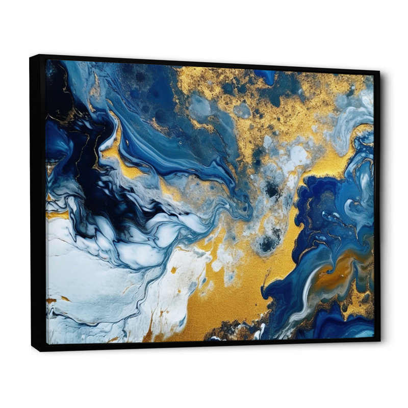Agathe Ripple Golden Rivers II sur impression sur toile, H 30 po x l 40 po x P 1,5 po, Cadre flottant noir