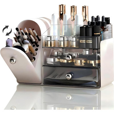Makeup Organizer for Vanity with Covered Brush Holder，Bathroom Organizers and Storage
