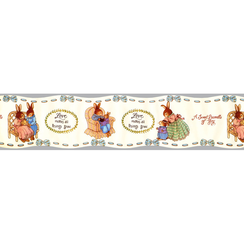 Papier peint auto-adhésif pour enfants Peel and Stick Border Bunny 15 pi x 5 po