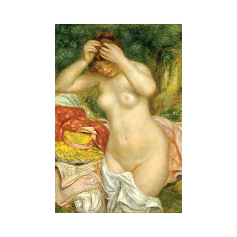Bather Arranging Her Hair, 1893 by Pierre-Auguste Renoir - Wrapped Canvas Painting, 30.48 cm H x 45.72 cm W
