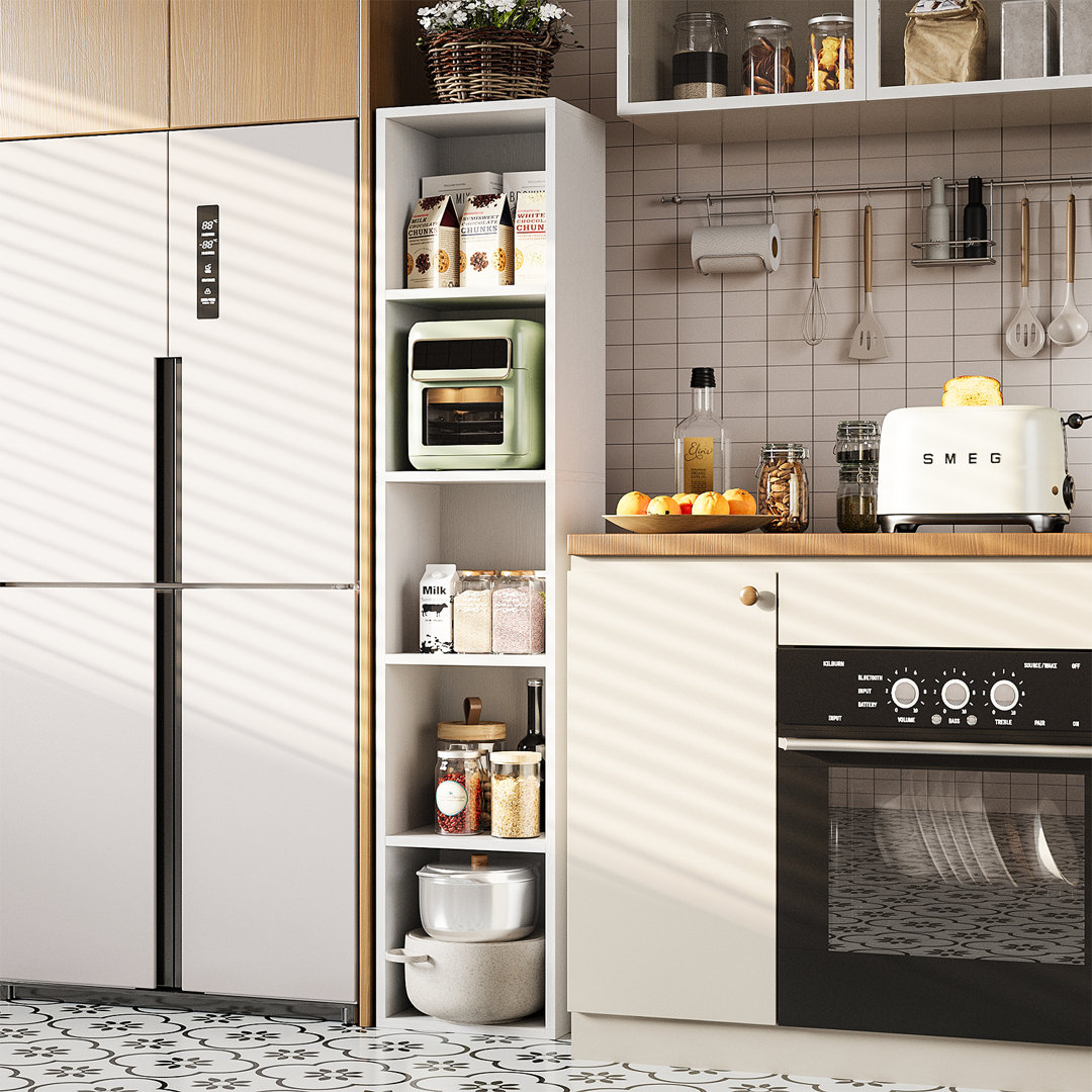 Imron Narrow Bookcase, Tall Corner Bookshelf for Bedroom, Living Room, Study Ebern Designs