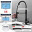 Robinet de cuisine avec douchette rétractable et 4 modes de pulvérisation Robinet d'évier de cuisine à poignée simple à ressort commercial noir mat 1 ou 3 trous-128500653
