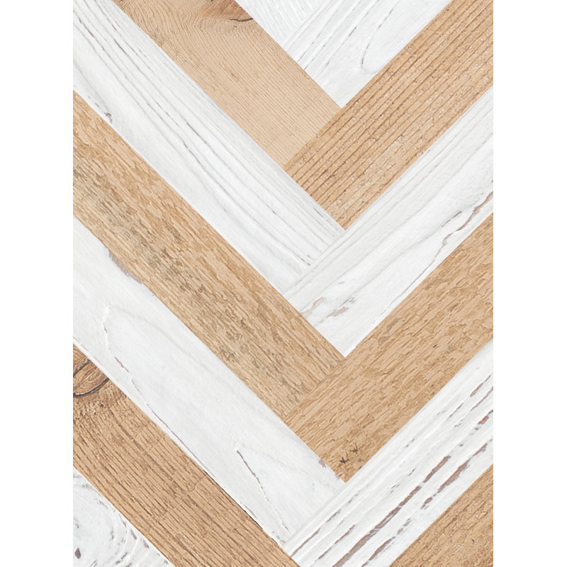 Carreau de papier peint autocollant texturé Shantel, L 2 pi x H 18 pi, Blanc / naturel clair