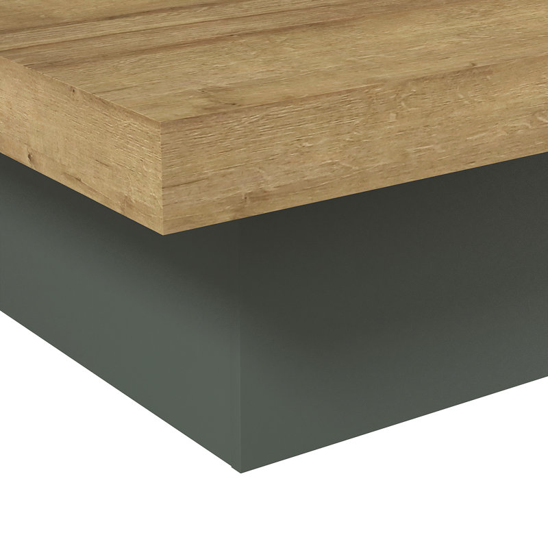 Caomhan Block Coffee Table, 12.2" H x 35.4" L x 35.4" W, Kale Green/Reviera Eichi
