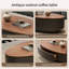 Ensemble de tables basses 2 pièces Modern Modern avec plateau en bois de noyer et table d'appoint en verre trempé | Table cylindrique ovale avec rangement | L 47,24 po-2032692774