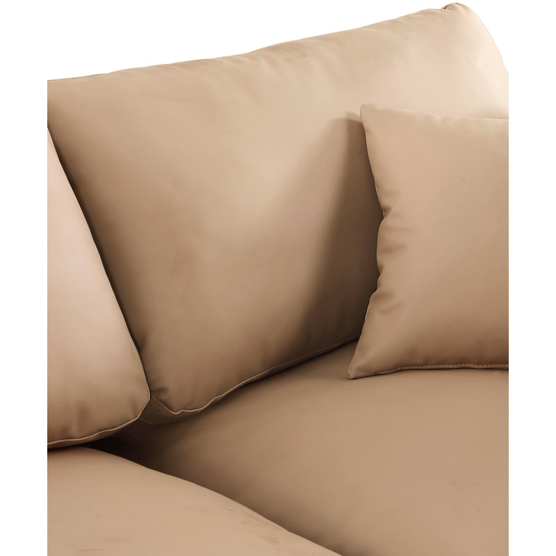 Hisayoshi Upholstered L-Shaped Sectional Reversible, Tan Vegan Leather
