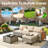 4 Piece Rattan Patio Conversation Set with Cushions-1312941360-1333608604
