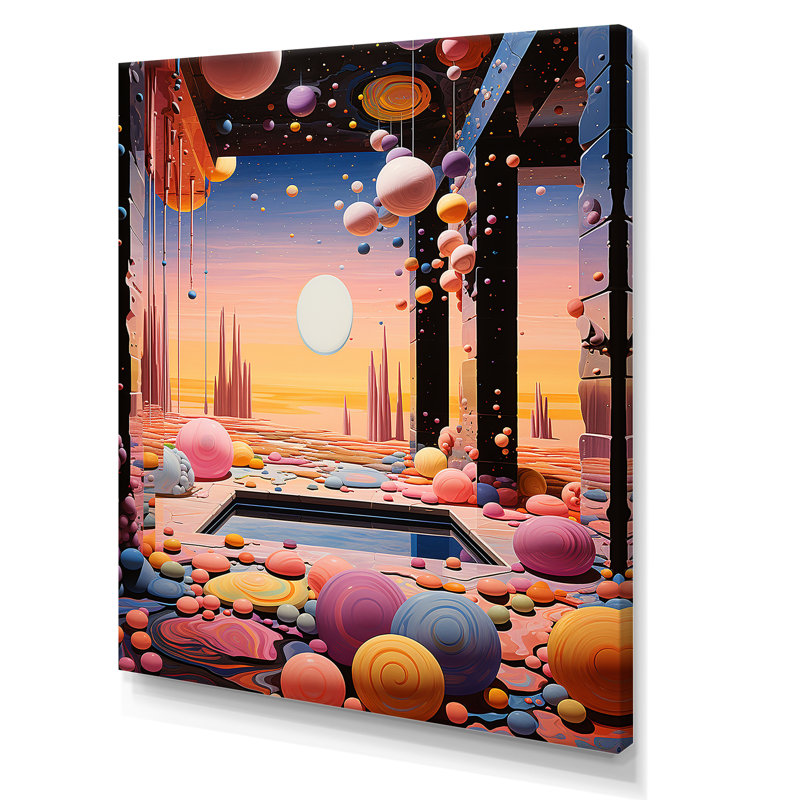 «Celestial Dream Bathroom 2 - Art abstrait paysage mural», H 20 po x l 12 po x P 1 po, Toile tendue