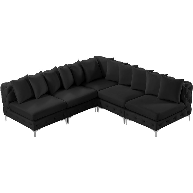 Canapé modulaire en velours 99 po, Velours noir