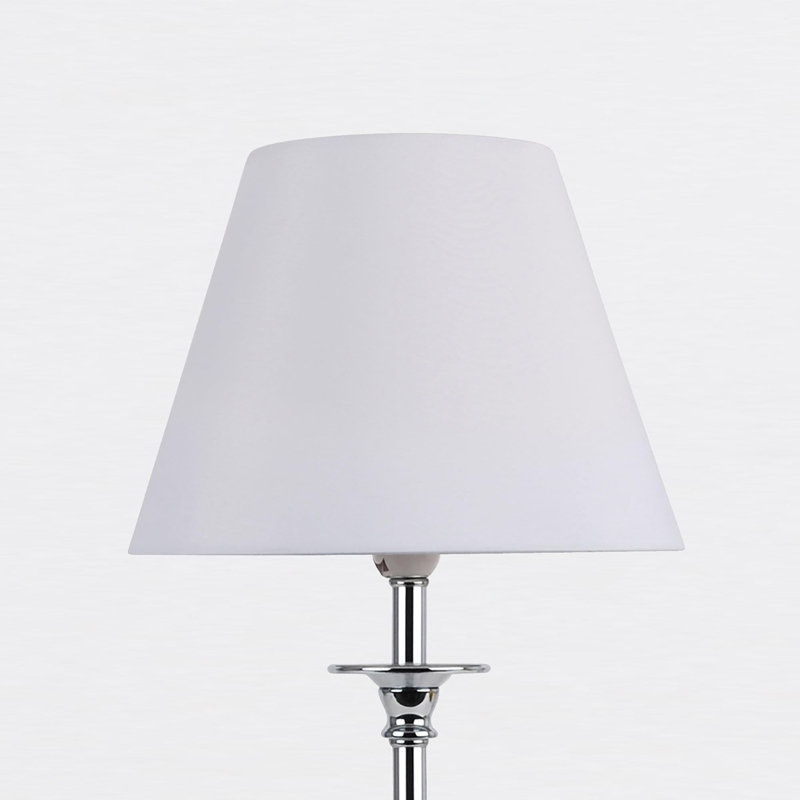 Larrison Metal Table Lamp, White, Polished Chrome