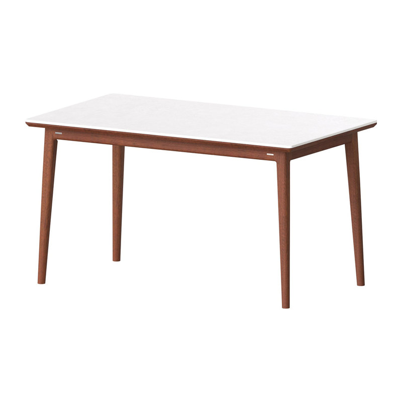 Vintage White Marble Boxwood Dining Table with Solid Wood Legs - 55/63-inch Modern Kitchen Table, 29.5"H x 55.1"L x 31.5"W