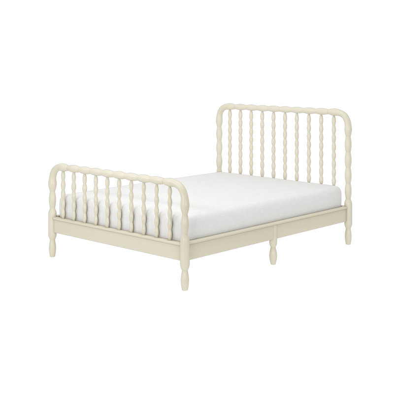 Lind Spindle Solid Wood Bed, Full, Linen White