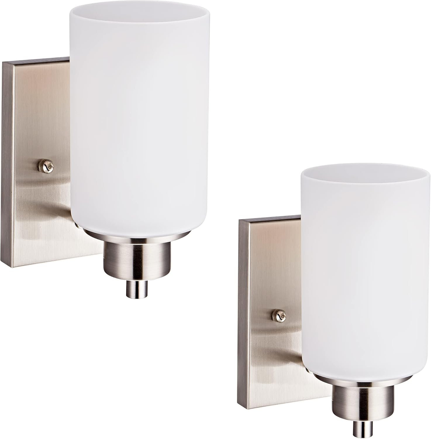 2-Pack Brushed Nickel Bath Vanity Light – 1-Light Wall Sconce With Frosted Glass, Perfect For Bathroom, Living Room, Or Bedside