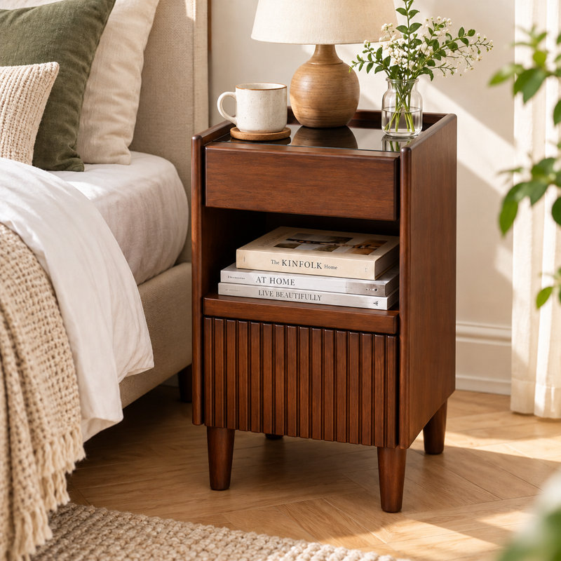 11.8 " W Solid Wood Standard Drawer Nightstand