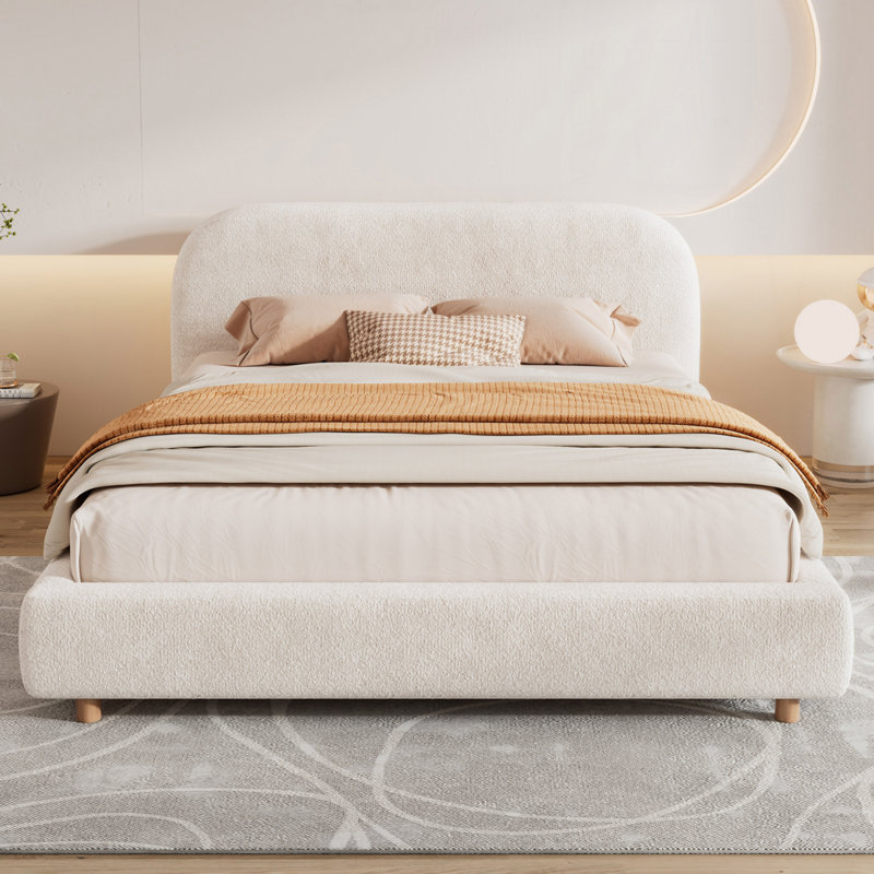 Lit plateforme tapissier Boucle, Grand