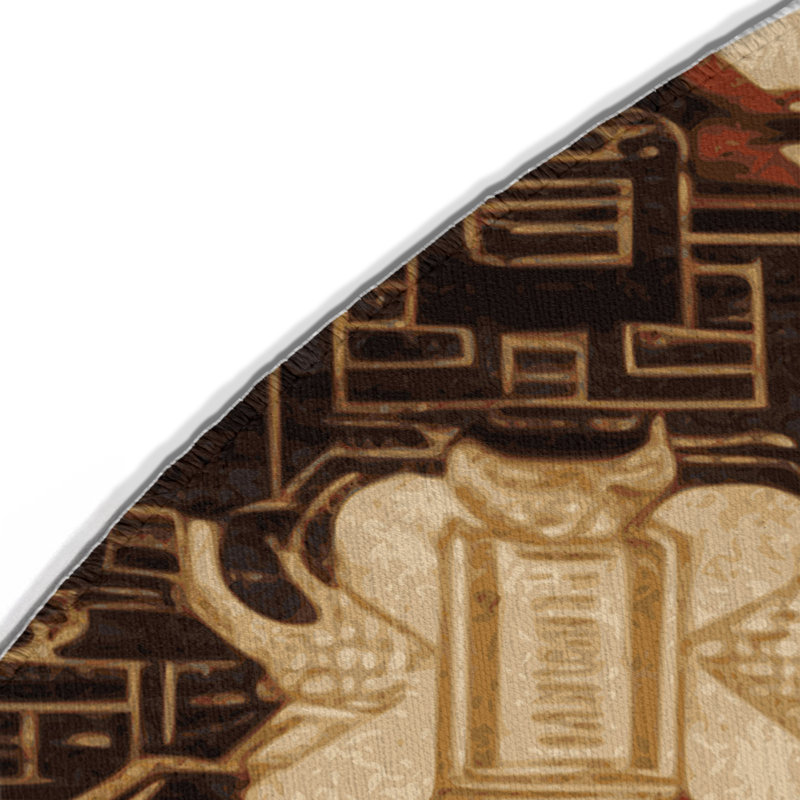 Tapis noir intérieur et extérieur ArtDeco, Rond 5 pi