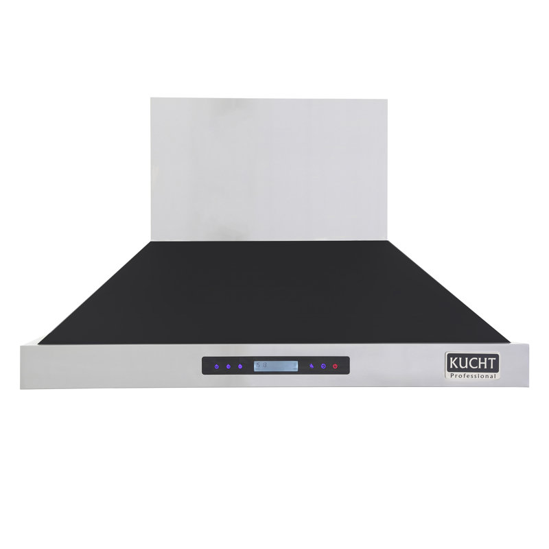 Kucht 48" W Stainless Steel Wall Range Hood, Black