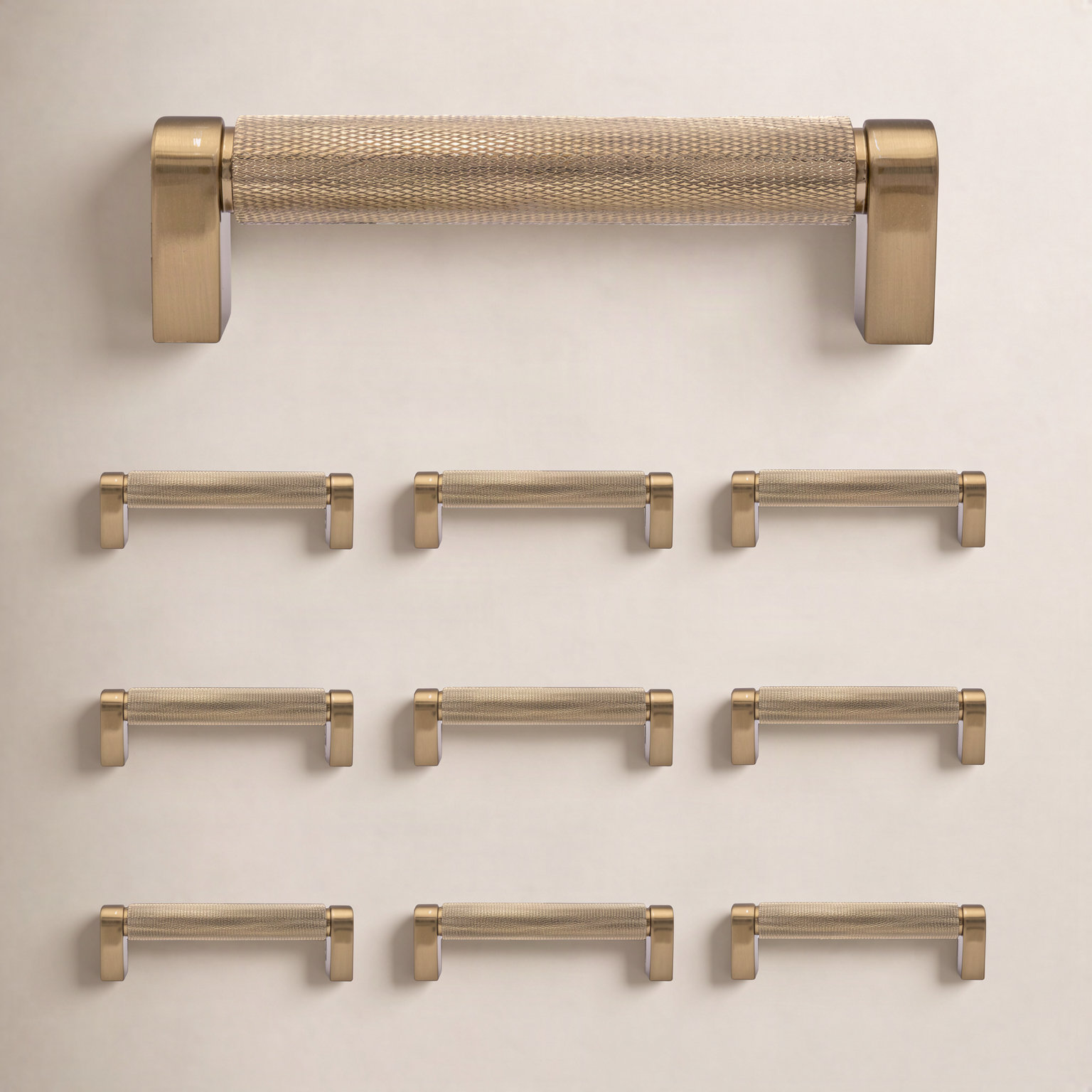 Kent Knurled Cabinet Bar Pull, Satin Brass, 4"