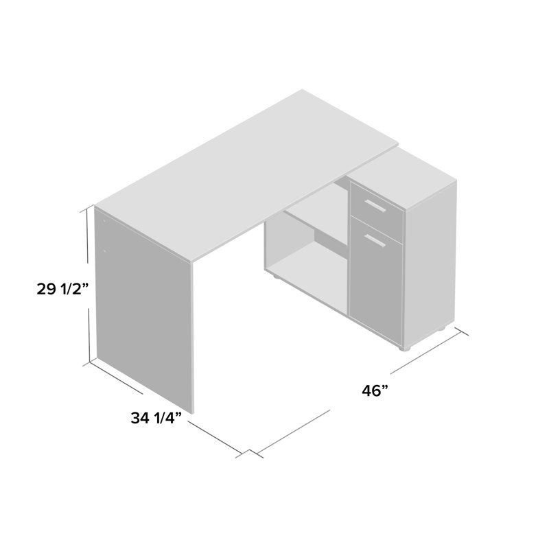 Laci Computer Desk, Home Office, Corner, Storage Drawers, 46"L, L Shape, Work, Laptop, Laminate, Gray