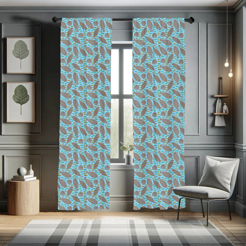 Manatee Semi-Sheer Rod Pocket Curtain Panels, 28" x 95"