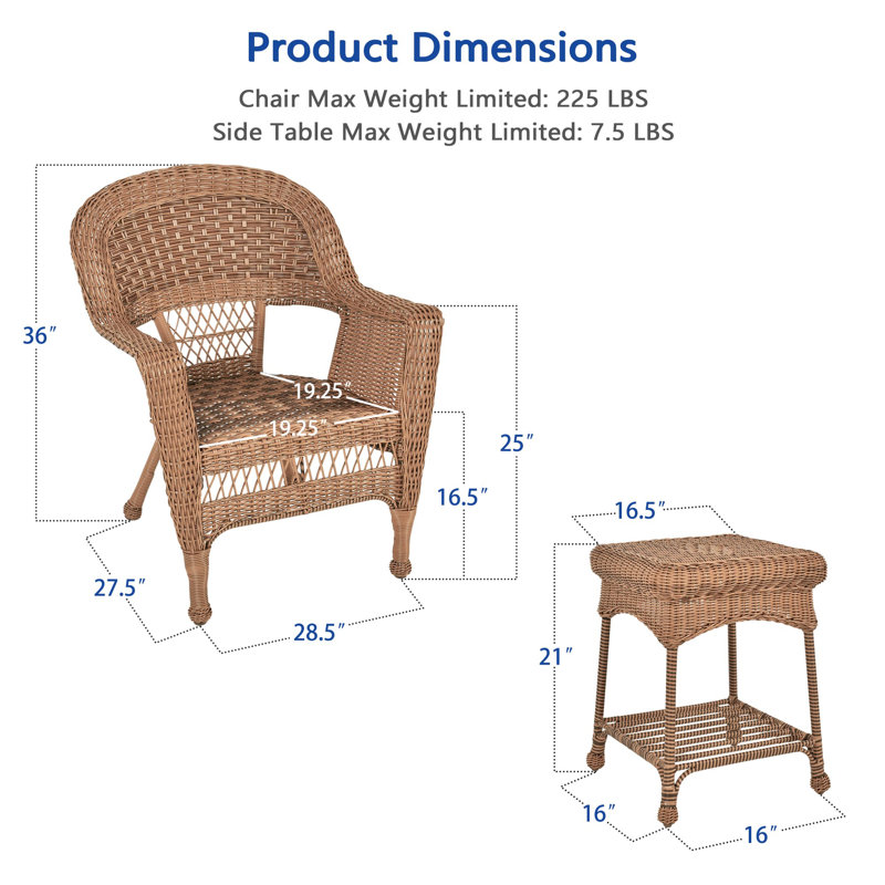 Goodman Wicker 2 - Person Patio Conversation Set, Honey