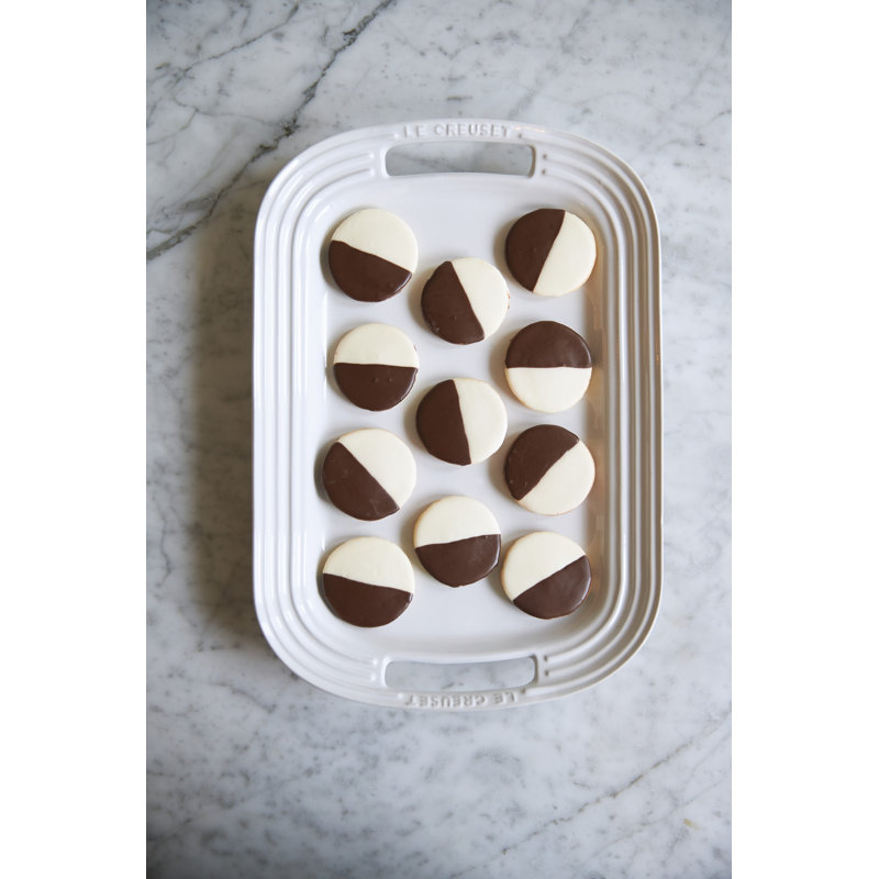 Stoneware Rectangular Serving Tray, 1.5" H x 14" W x 9.7" L, White