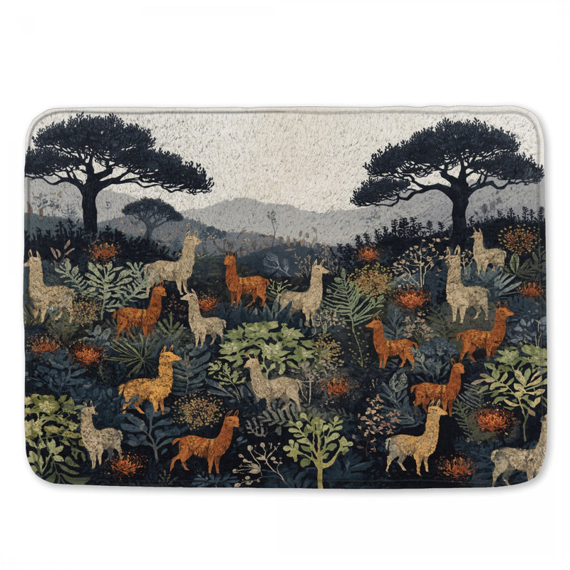 Tapis de bain Lamas dans la forêt, L 34 po x L 21 po