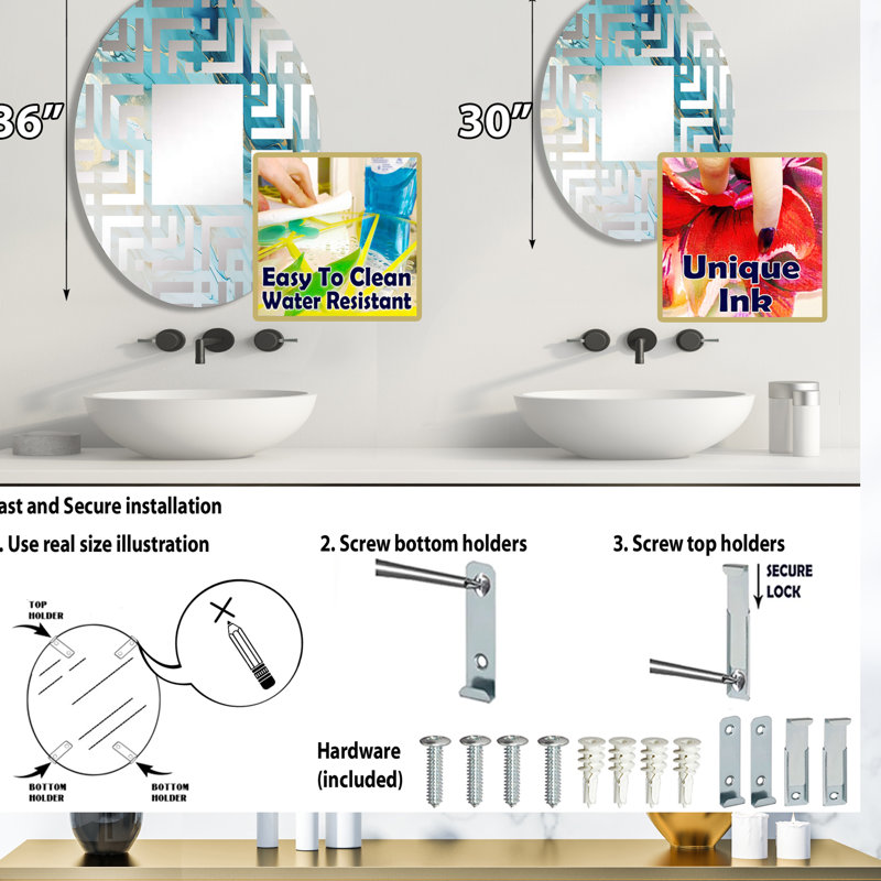 Miroir décoratif sarcelle et doré Glacier Charm - MIR113295-Ovale, L 24 po x H 36 po
