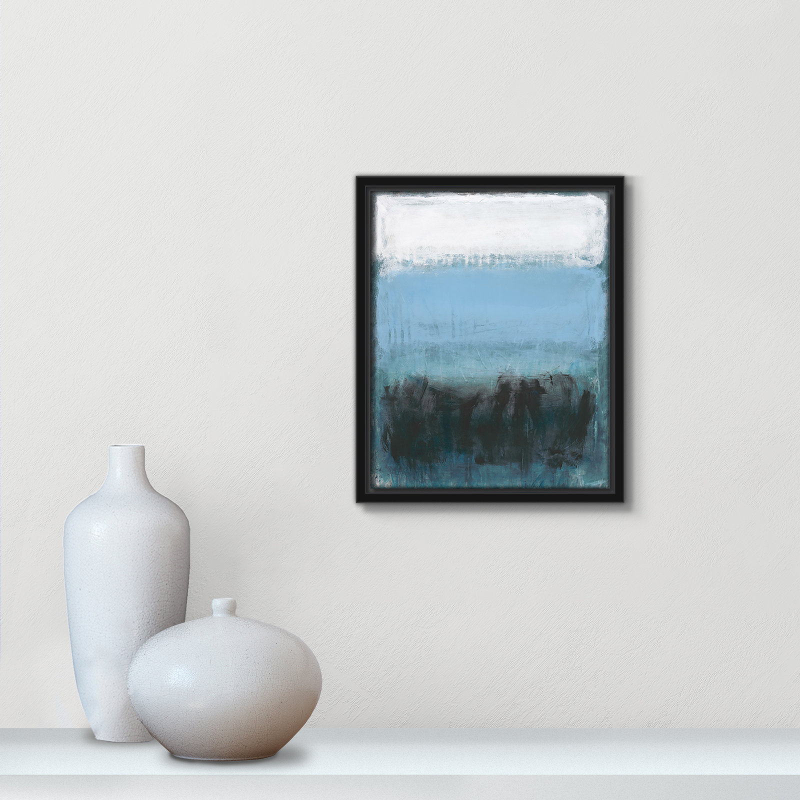 Arboles "Coastal Nightfall" Painting by Filippo Ioco, Black Framed Canvas, No Mat, 11.5" H x 9.5" W x 2" D