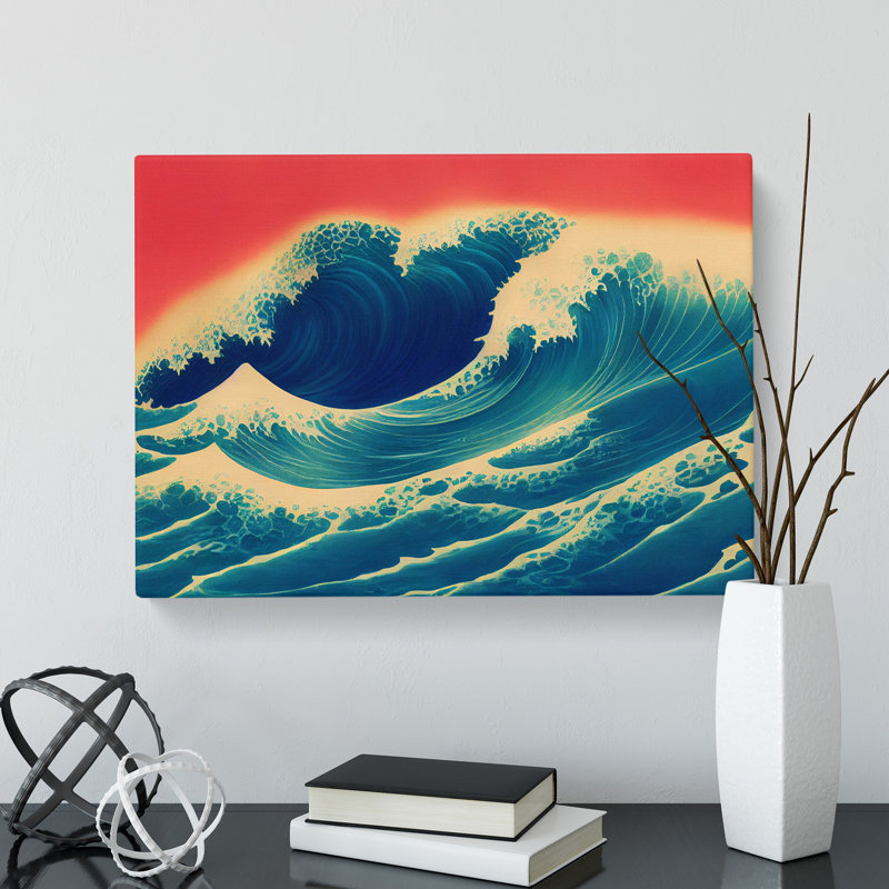 Japanese Wave Sunset Vol.1 - Wrapped Canvas, 35cm H x 50cm W x 3cm D