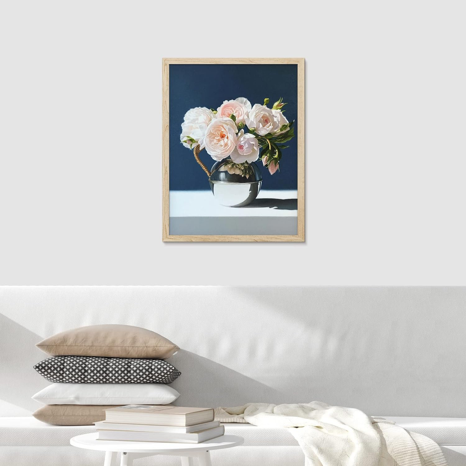 SIGNLEADER White Rose Flower Bouquet in Vase Wall Art Floral Botanical ...